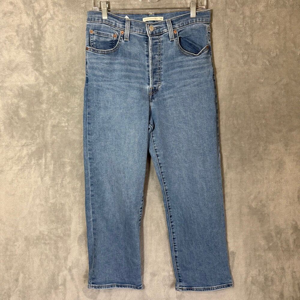 Levi’s Women's 30 Medium Wash Ribcage Straight Ankle Jeans W30 L27 (Inseam 24.5)